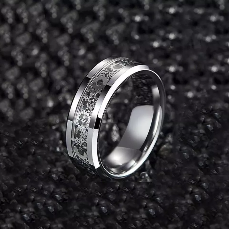 Nuevo anillo de acero inoxidable con diseño de rueda de engranaje Steampunk para hombre.