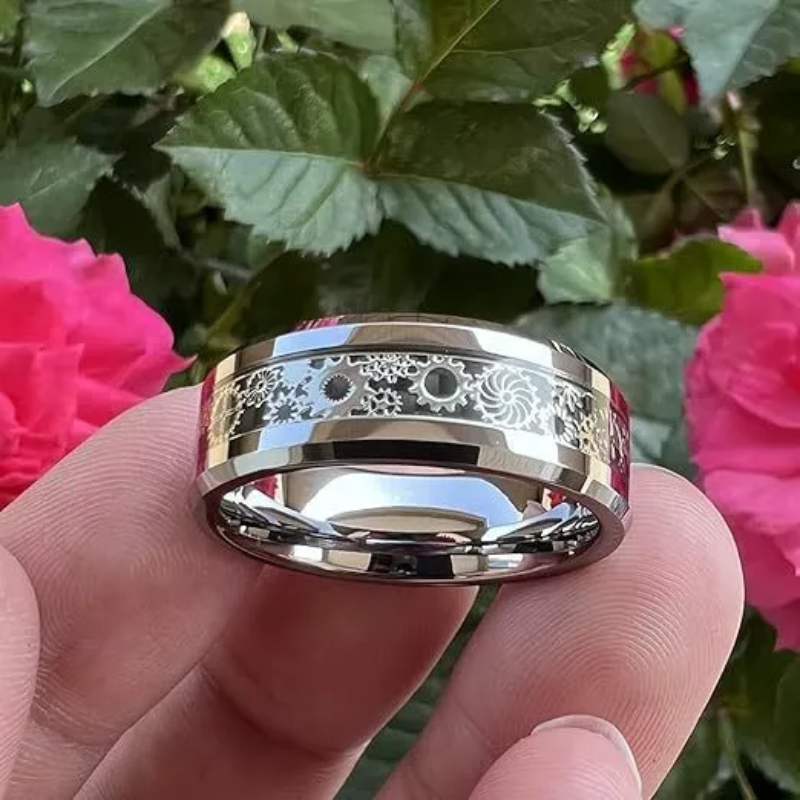 Nuevo anillo de acero inoxidable con diseño de rueda de engranaje Steampunk para hombre.