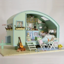 Casa de muñecas en miniatura, artesanía de madera, rompecabezas 3D, kit de bricolaje para hacer juguetes de habitación.
