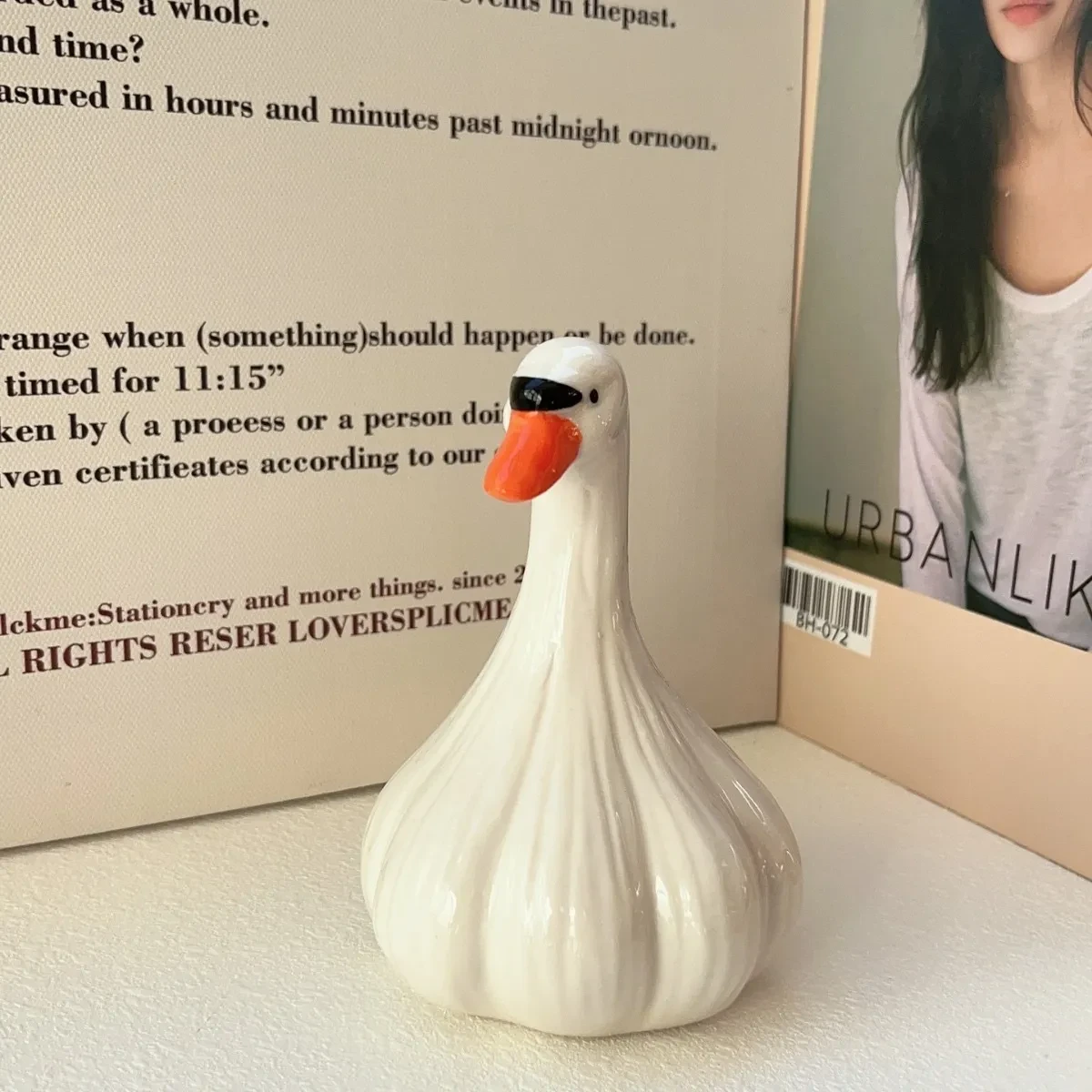 Adornos de escritorio creativos de cerámica con forma de pato curativo
