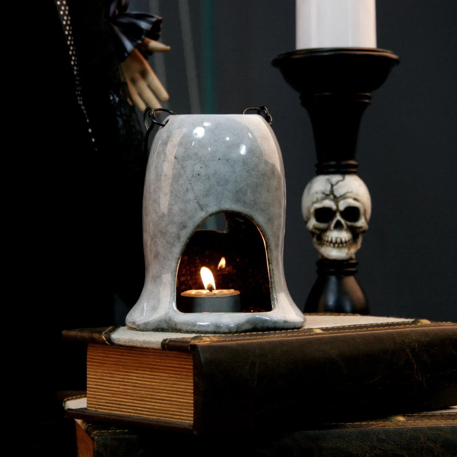 Adornos de cerámica de fantasmas blancos del Festival de los Fantasmas con velas de Halloween