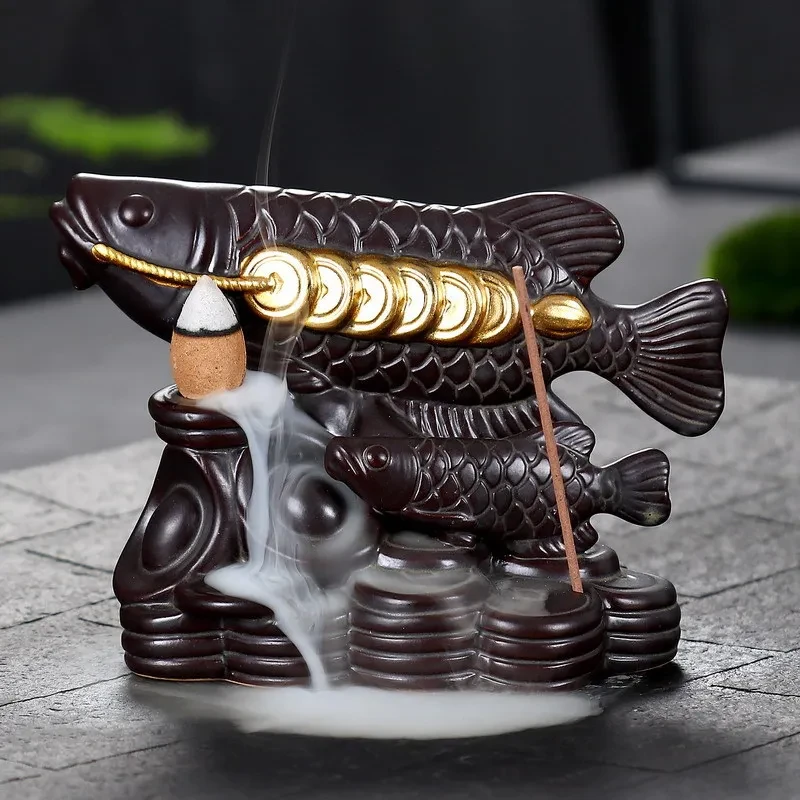 Arowana de cerámica para decoración de interiores del hogar