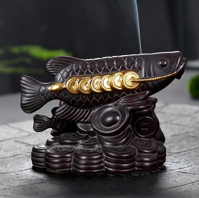 Arowana de cerámica para decoración de interiores del hogar