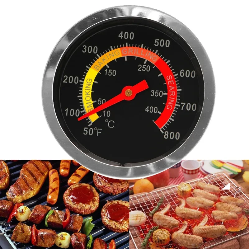 Nuevo termómetro de acero inoxidable para parrilla ahumadora