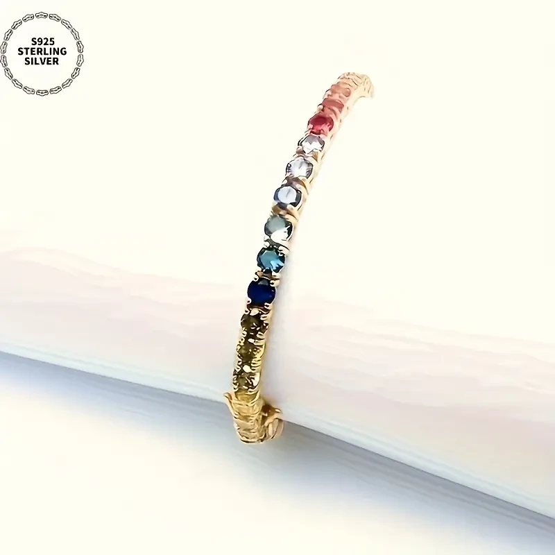 Pulsera de diamantes de color dorado en plata 925