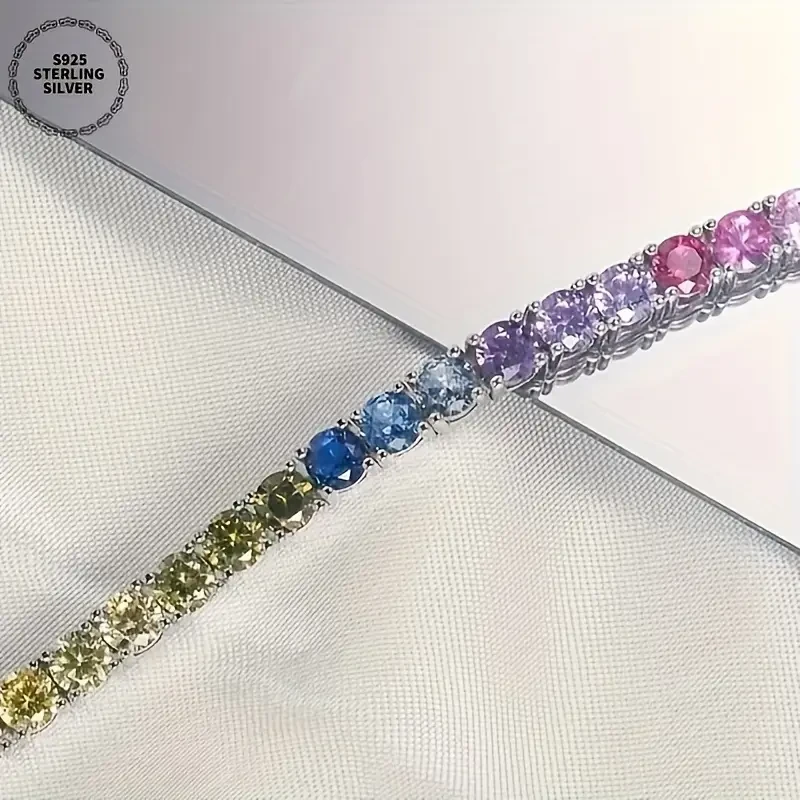 Pulsera de diamantes de color dorado en plata 925