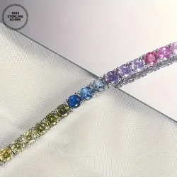 Pulsera de diamantes de color dorado en plata 925