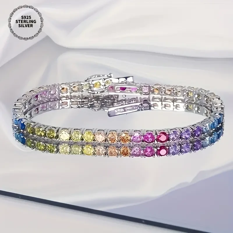 Pulsera de diamantes de color dorado en plata 925