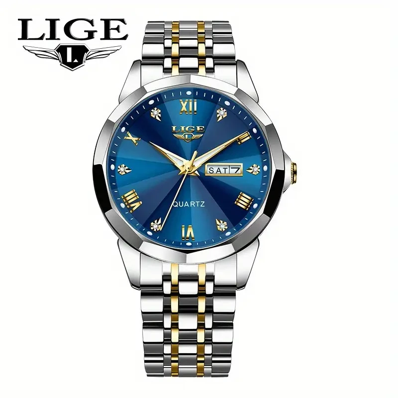 Nuevo reloj de negocios LIGE para hombre en acero inoxidable