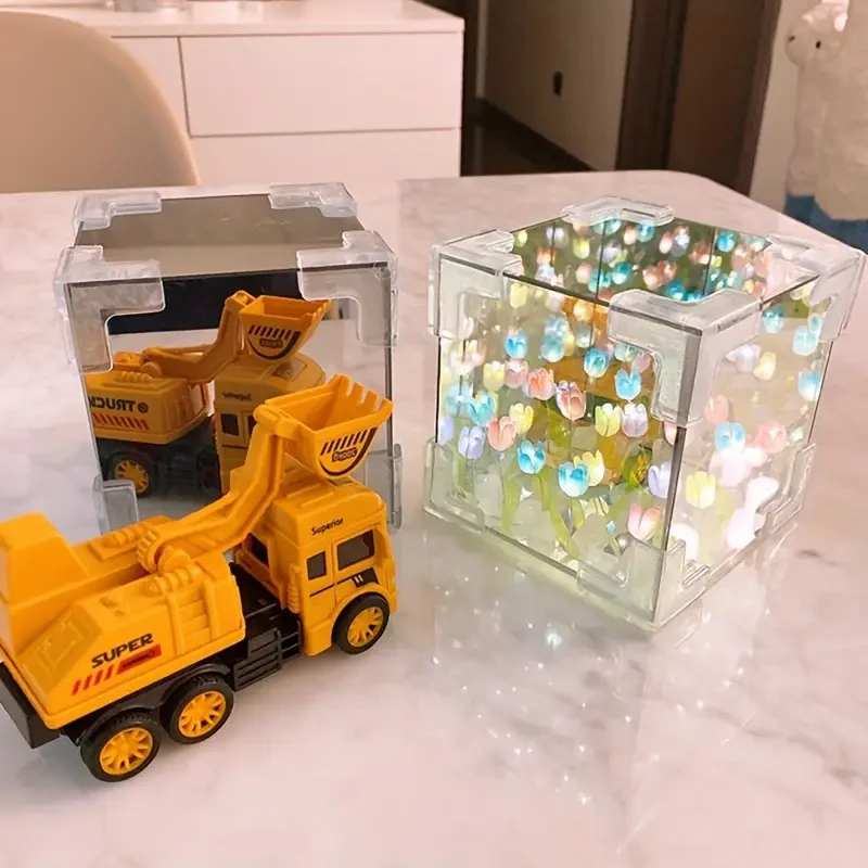 Caja de luz nocturna LED con forma de tulipán