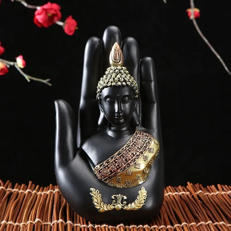 Estatua de Buda tailandesa de resina verde, escultura hecha a mano, figura budista hindú Fengshui, meditación para el hogar