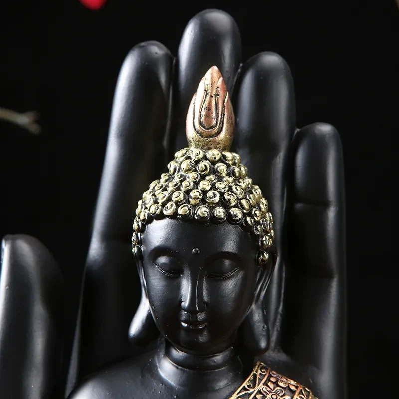 Estatua de Buda tailandesa de resina verde, escultura hecha a mano, figura budista hindú Fengshui, meditación para el hogar