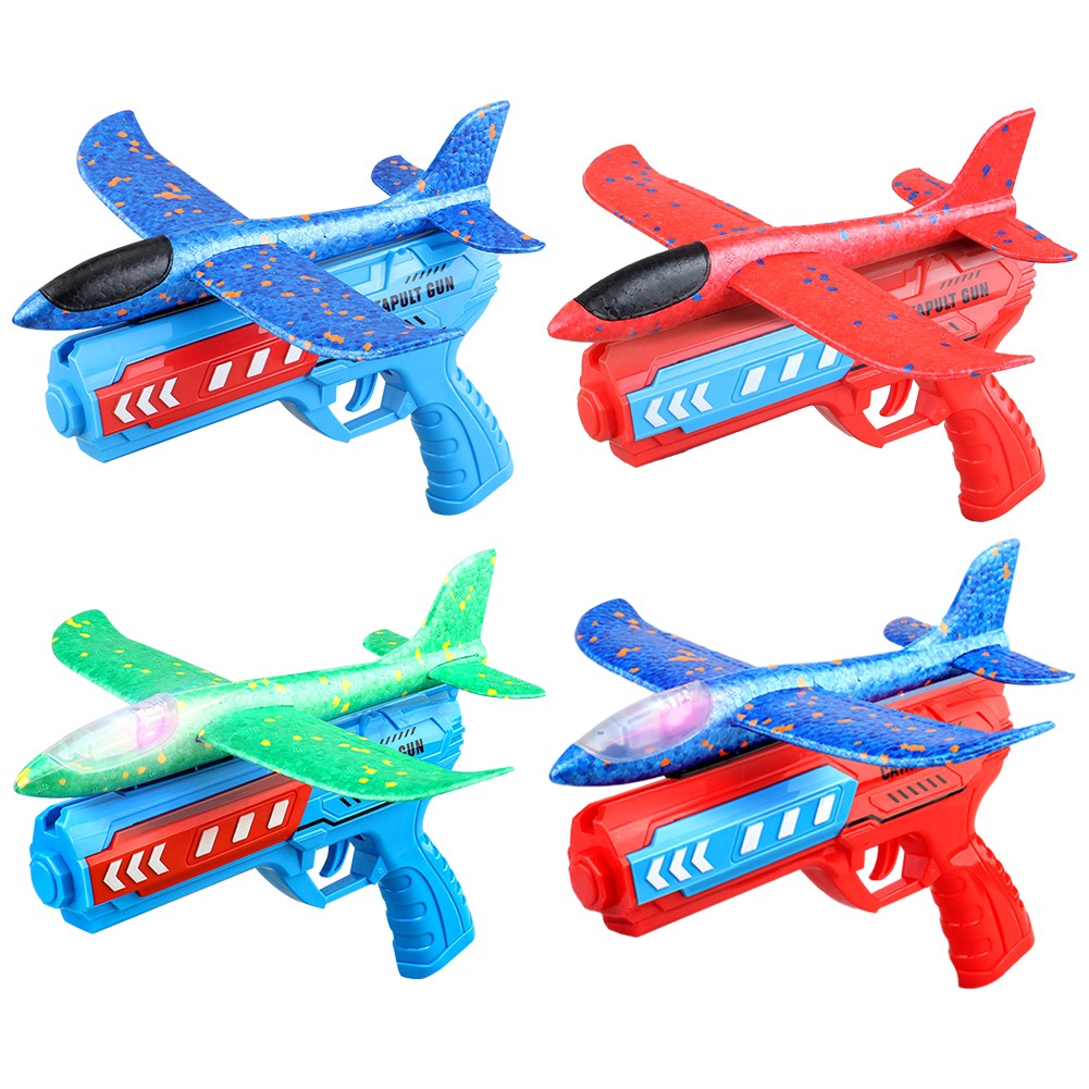 Juguete lanzador de aviones: avión de espuma con luz LED opcional para niños