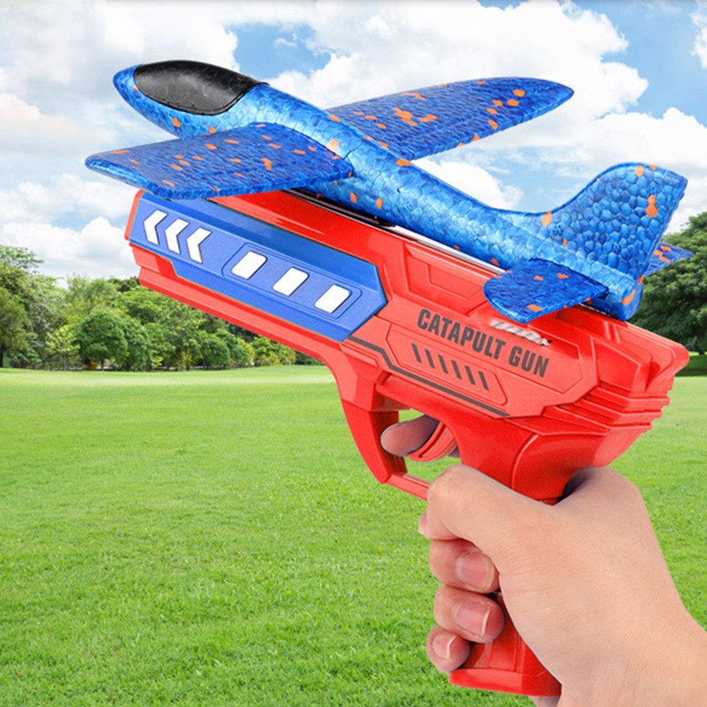 Juguete lanzador de aviones: avión de espuma con luz LED opcional para niños
