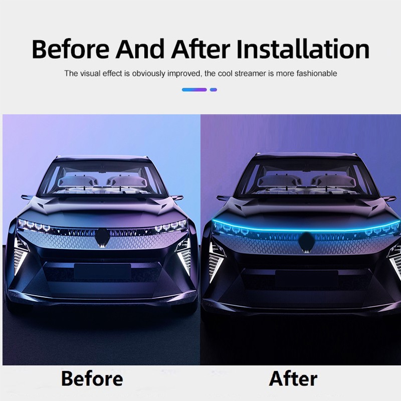 Luz LED para capó de coche con intermitentes: luz ambiental y diurna dinámica.