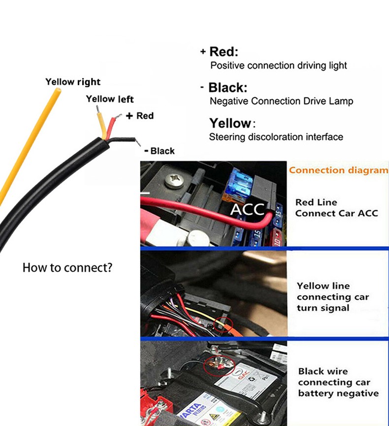 Luz LED para capó de coche con intermitentes: luz ambiental y diurna dinámica.