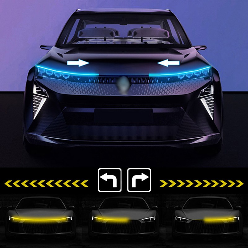 Luz LED para capó de coche con intermitentes: luz ambiental y diurna dinámica.