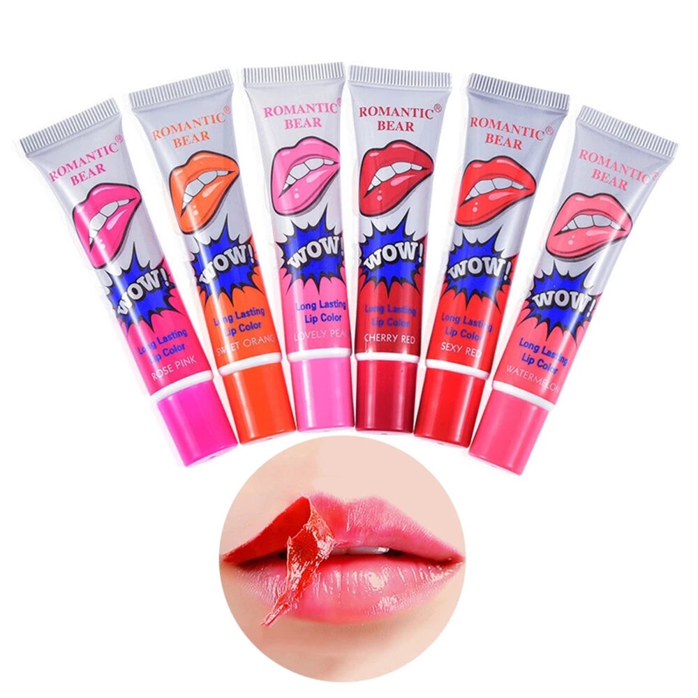 Lápiz labial líquido despegable de 6 colores: brillo labial resistente al agua de larga duración y efecto tatuaje.