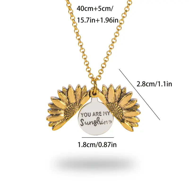 Collar con colgante de caja de girasol en plata de ley 925 con grabado "Eres mi sol"