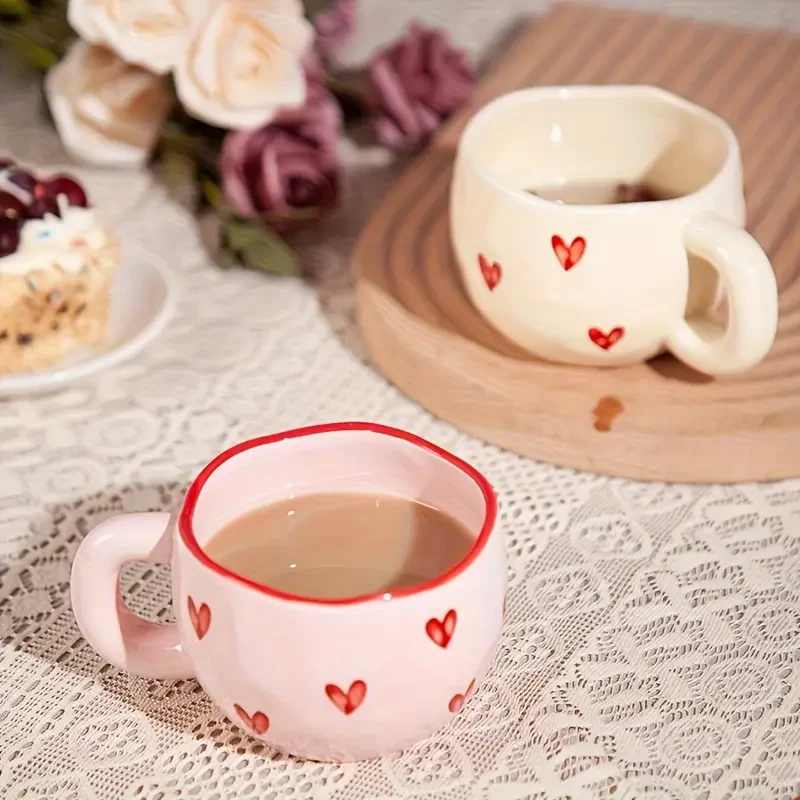 Taza de cerámica romántica de 250 ml con diseño de corazón encantador