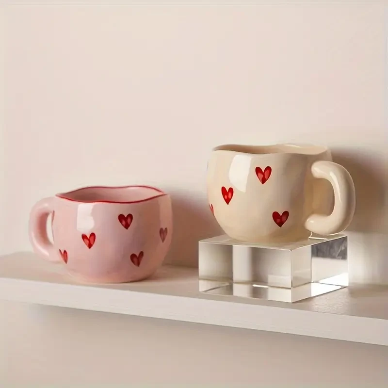 Taza de cerámica romántica de 250 ml con diseño de corazón encantador