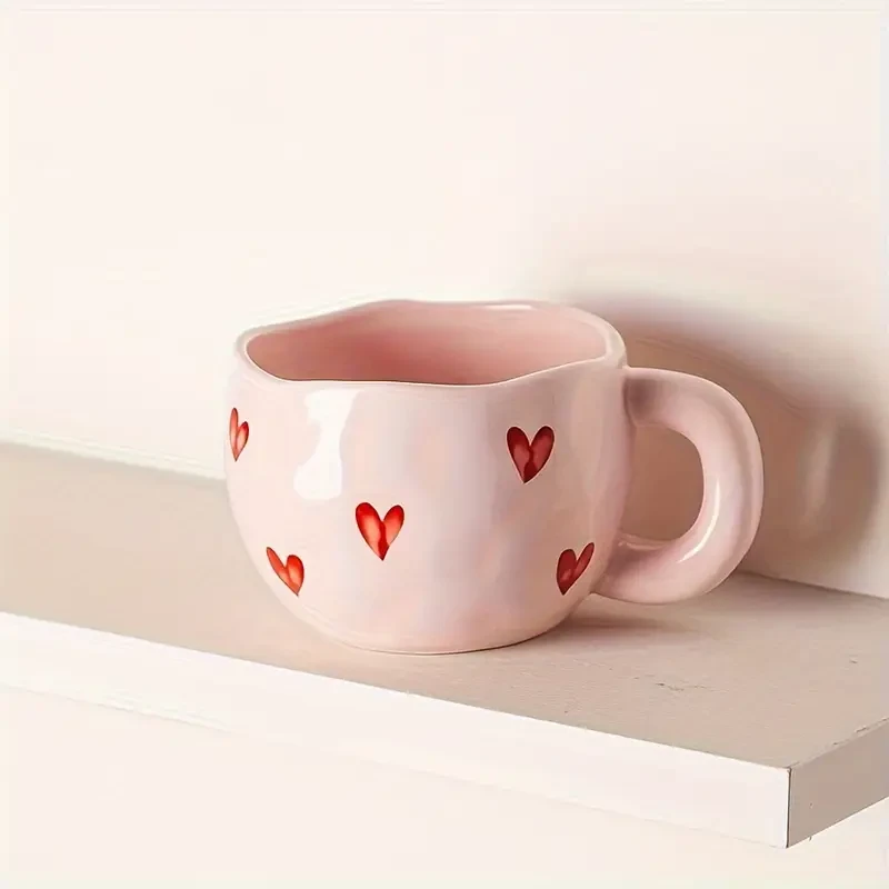 Taza de cerámica romántica de 250 ml con diseño de corazón encantador