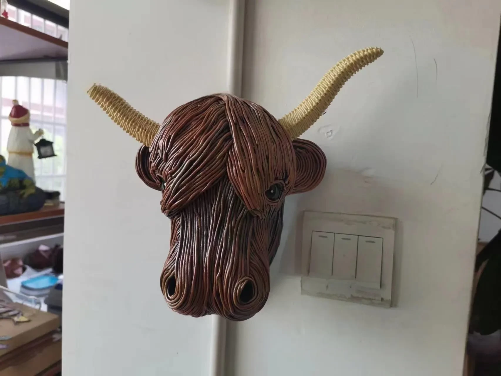 Adornos decorativos para el hogar con cabeza de trofeo de resina de las Tierras Altas