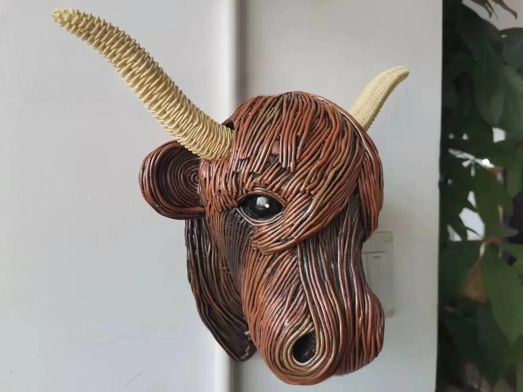 Adornos decorativos para el hogar con cabeza de trofeo de resina de las Tierras Altas