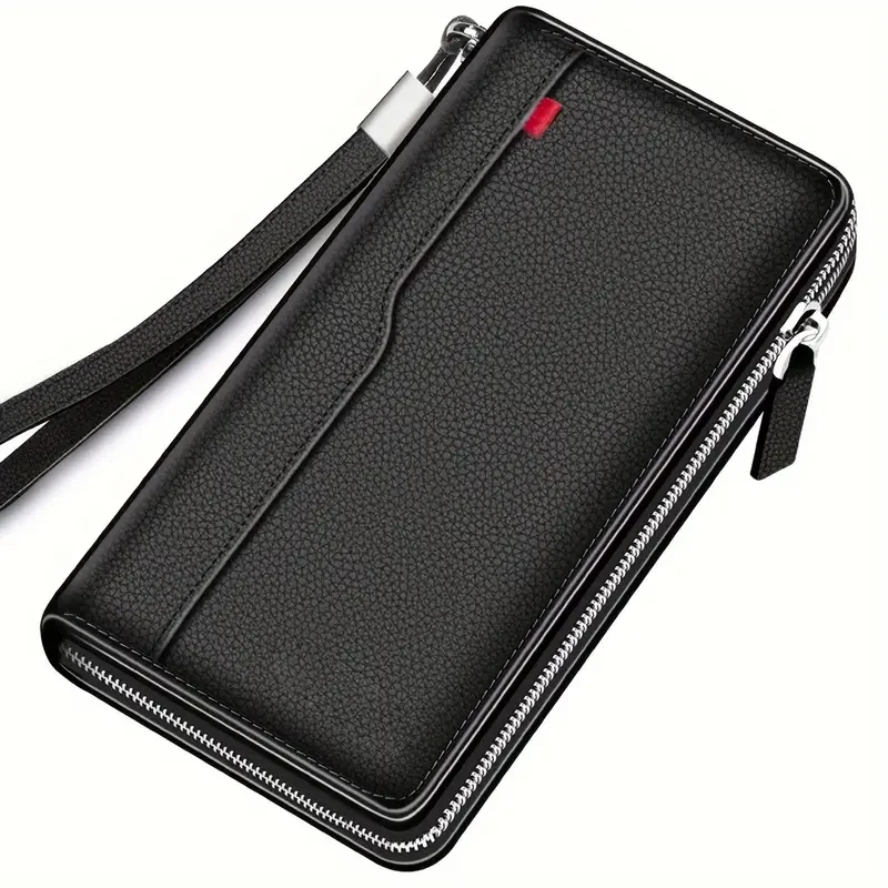 Cartera larga versátil de piel sintética negra