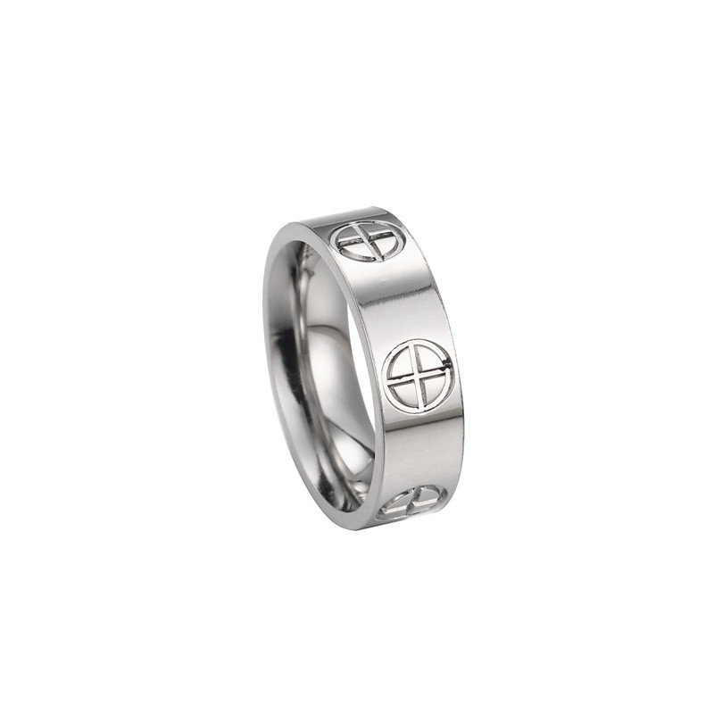 Anillos de acero inoxidable con cruz clásica de moda - Joyería de boda de lujo en color dorado