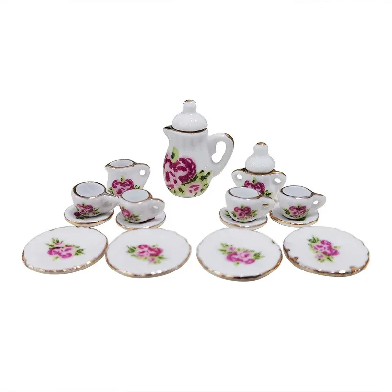 Juego de té de cerámica con maceta y florero