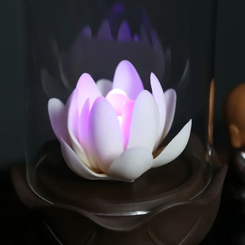Quemador de incienso con reflujo de lámpara LED, adornos decorativos para el hogar