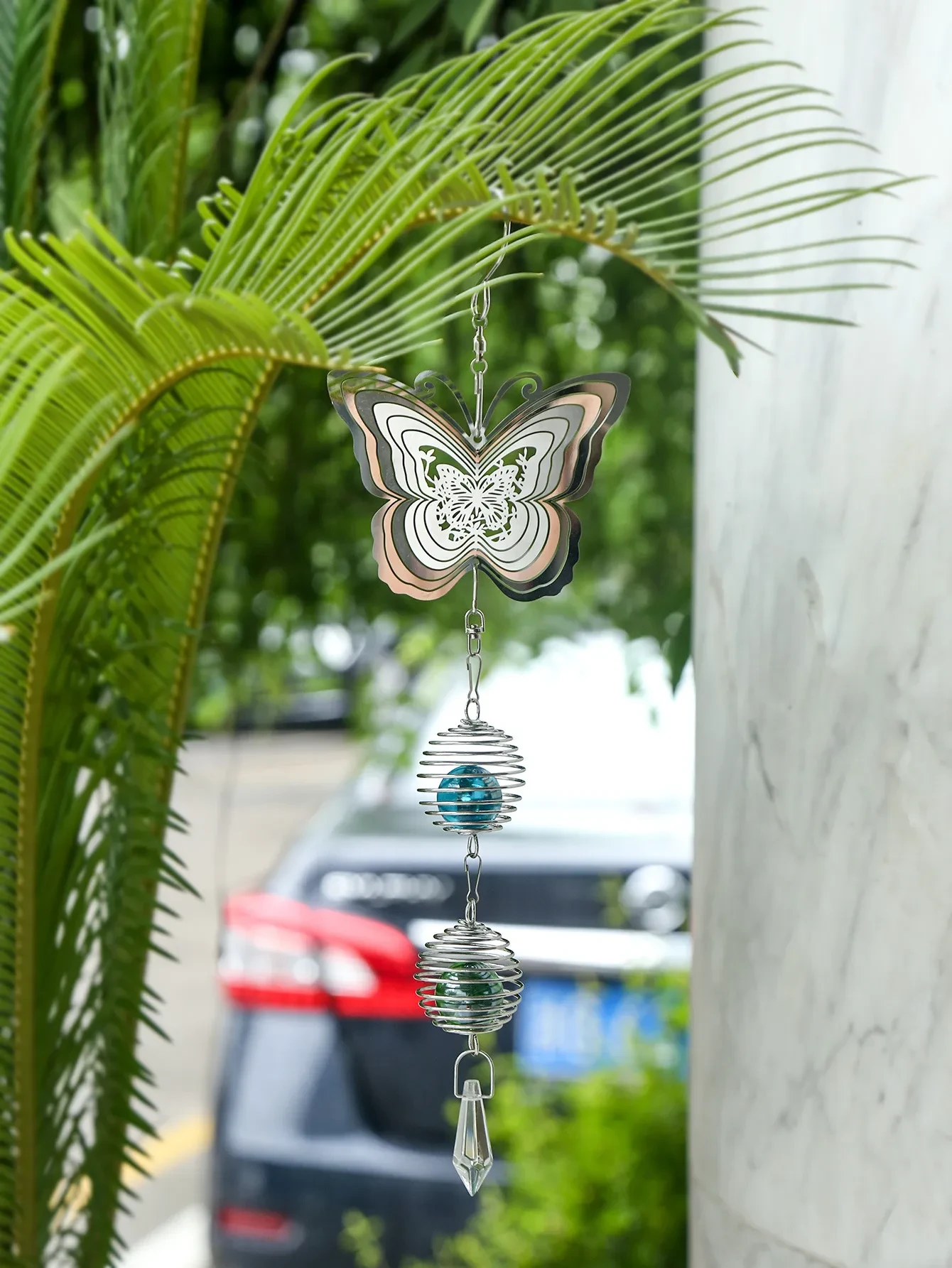 Campanas de viento de mariposa de chapa de acero, decoración creativa para el hogar