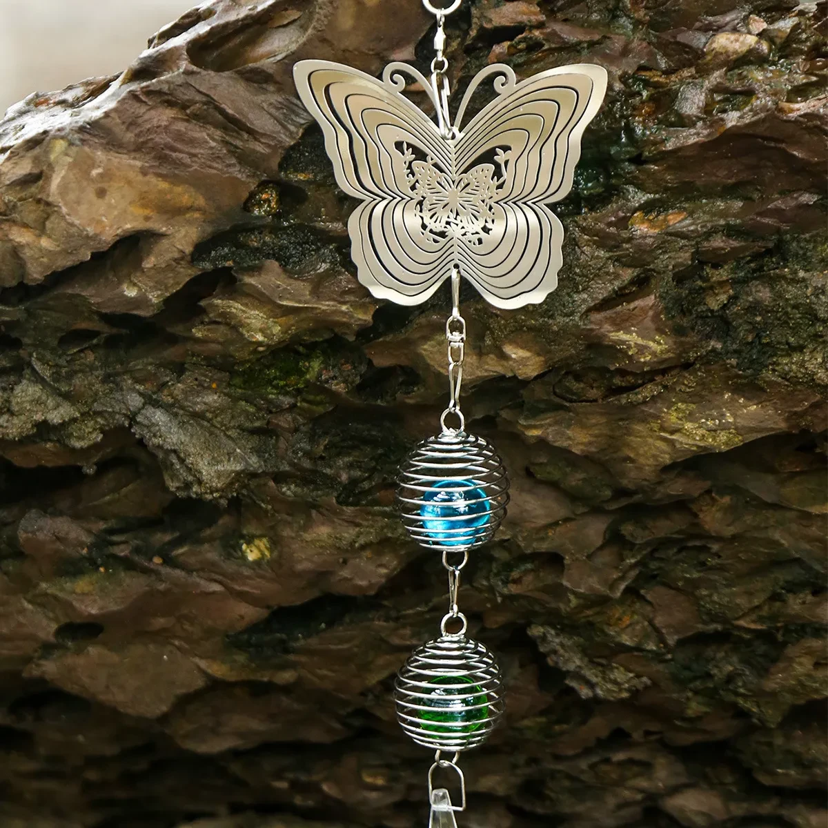 Campanas de viento de mariposa de chapa de acero, decoración creativa para el hogar