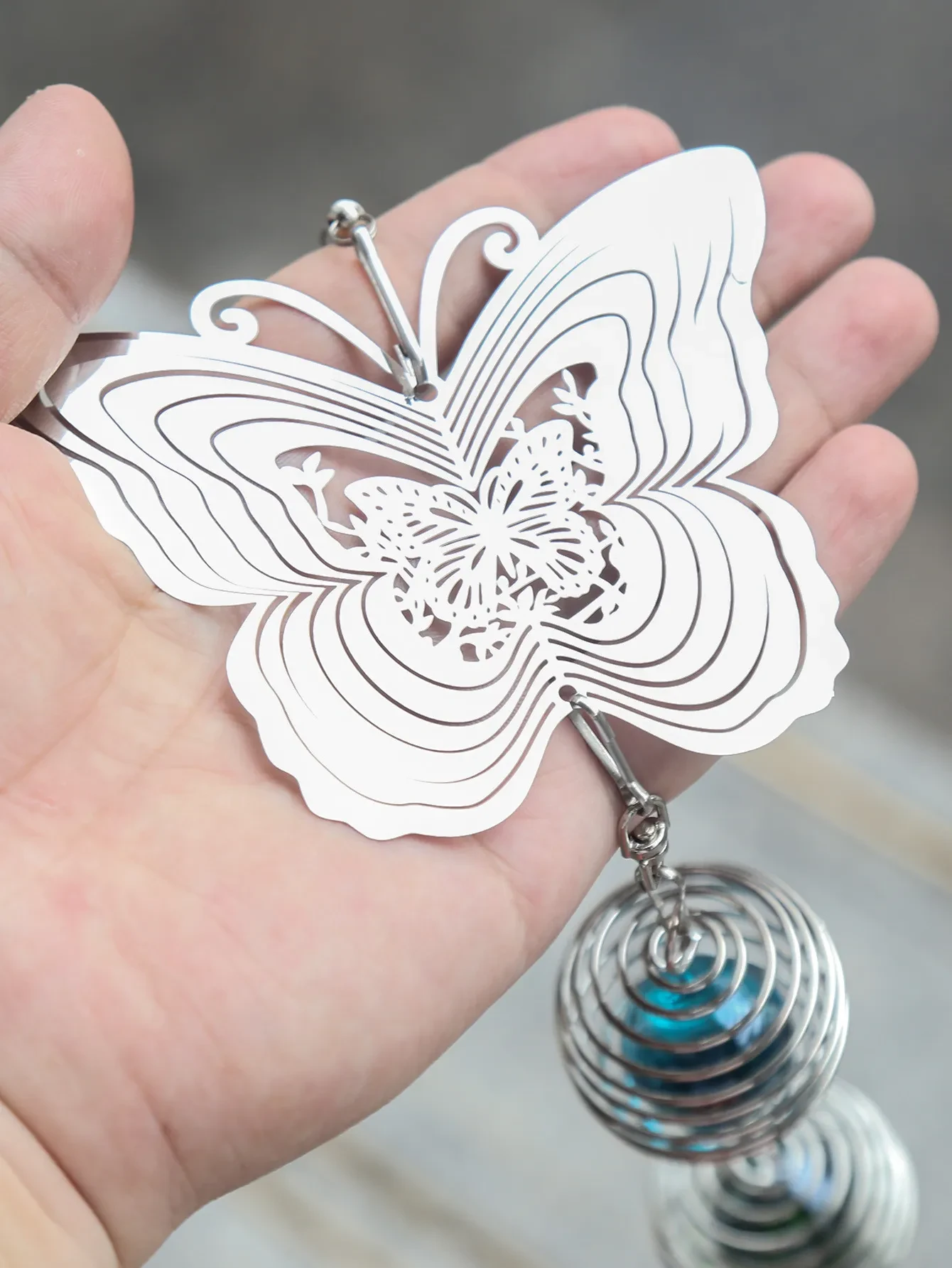 Campanas de viento de mariposa de chapa de acero, decoración creativa para el hogar