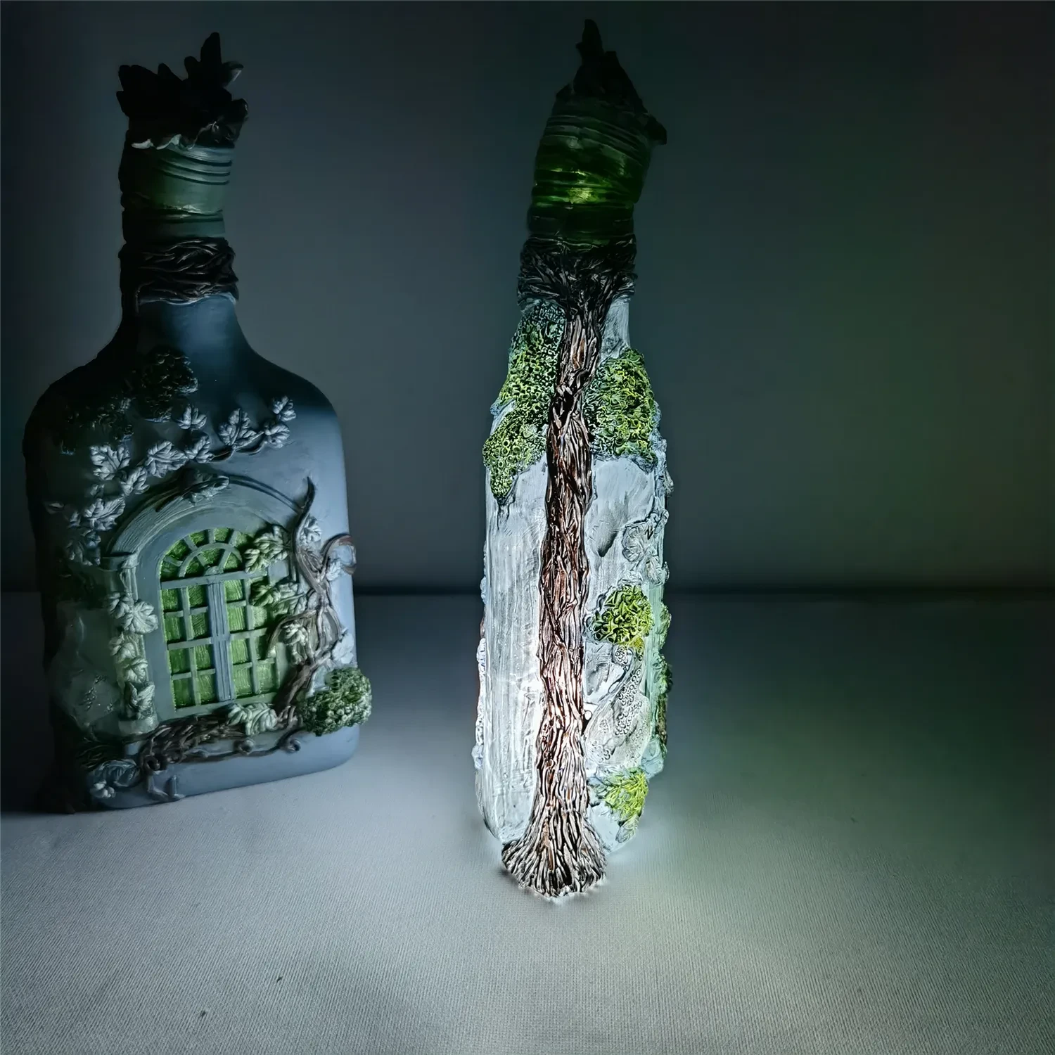 Botella de vino luminosa, decoración para el hogar y el jardín, artesanía de resina.