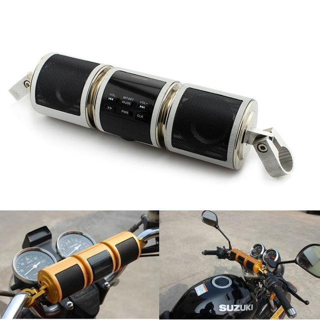 Reproductor de música Bluetooth para motocicleta, MP3, altavoz estéreo para motocicleta, radio FM, pantalla LED ajustable