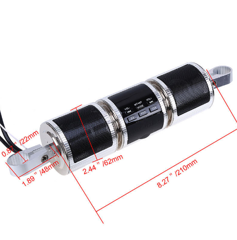Reproductor de música Bluetooth para motocicleta, MP3, altavoz estéreo para motocicleta, radio FM, pantalla LED ajustable