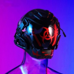 Máscara negra de arma biológica, tecnología creativa, máscara de cara completa