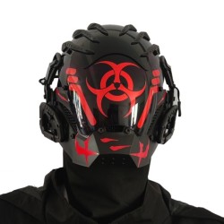 Máscara negra de arma biológica, tecnología creativa, máscara de cara completa
