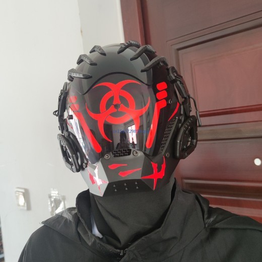 Máscara negra de arma biológica, tecnología creativa, máscara de cara completa