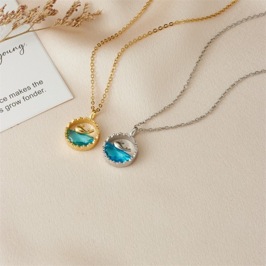 Cadena de clavícula con colgante de ballena de moda para mujer