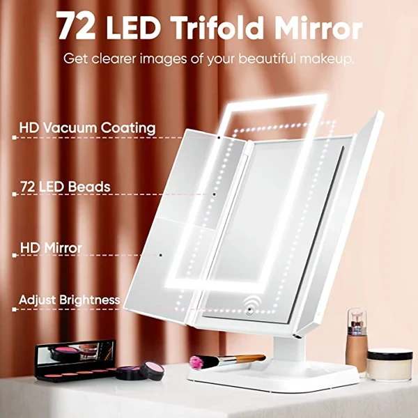 Espejo de maquillaje LED triple