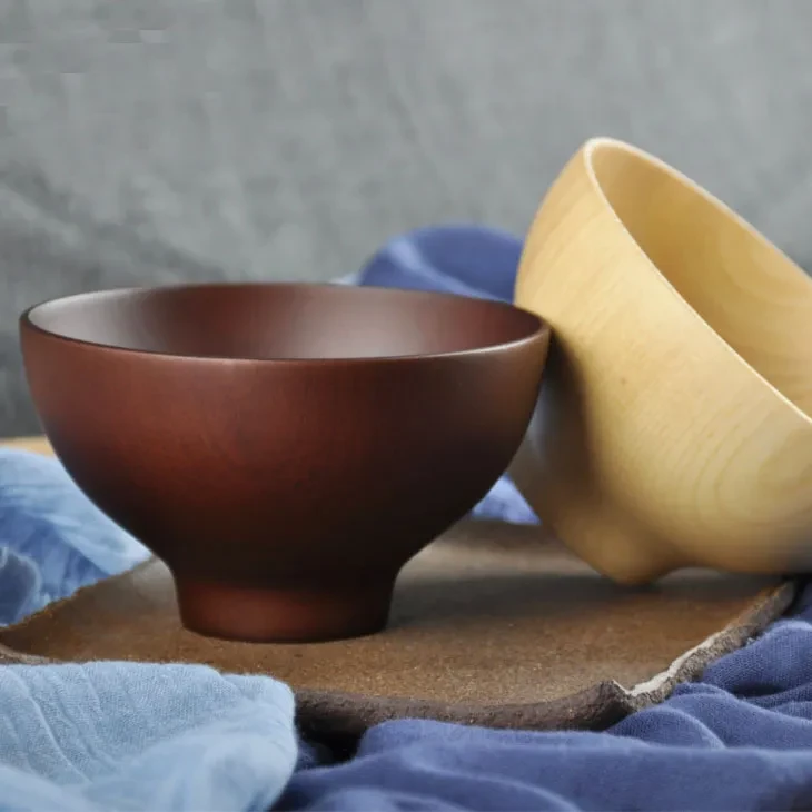 Cuenco de madera de azufaifo japonés Cuenco de arroz de madera Cuenco de sopa