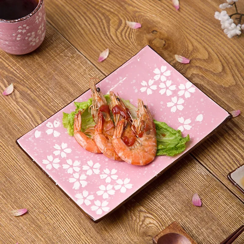 Platos de cerámica esmaltada, platos rectangulares, platos grandes, platos de cerámica, platos de fruta