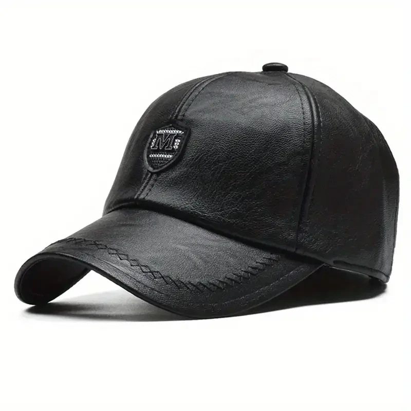 Gorra de béisbol británica de cuero sintético para hombre