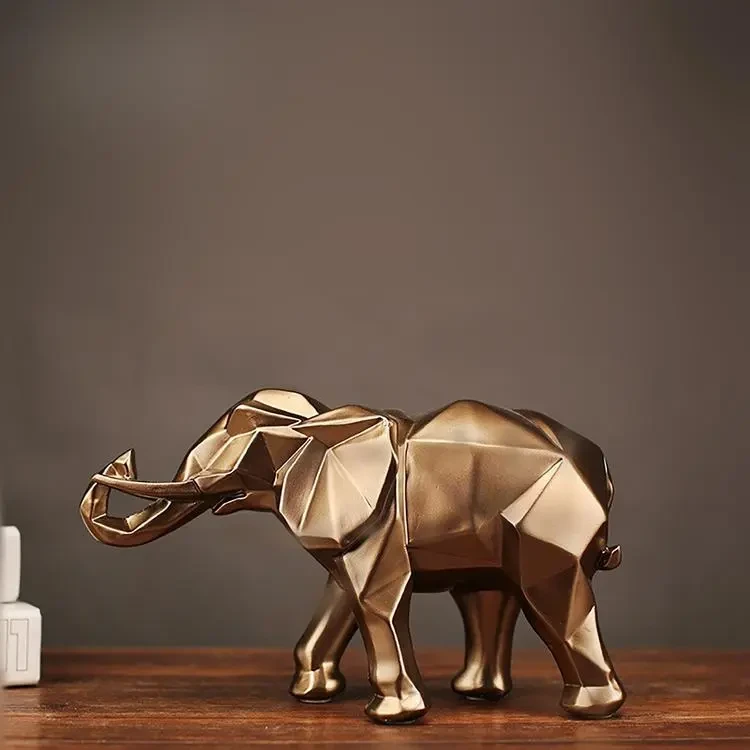Adornos geométricos de elefantes hechos a mano con resina
