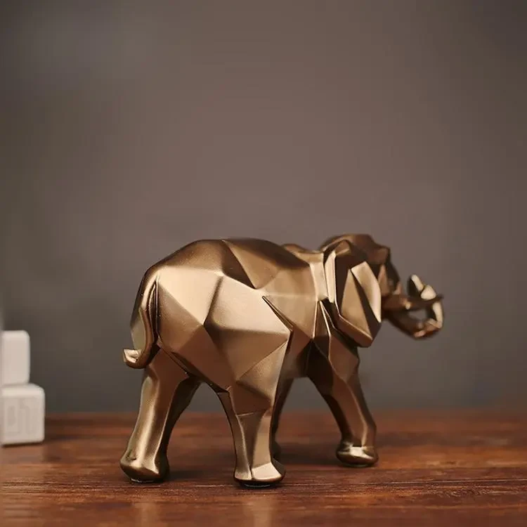Adornos geométricos de elefantes hechos a mano con resina