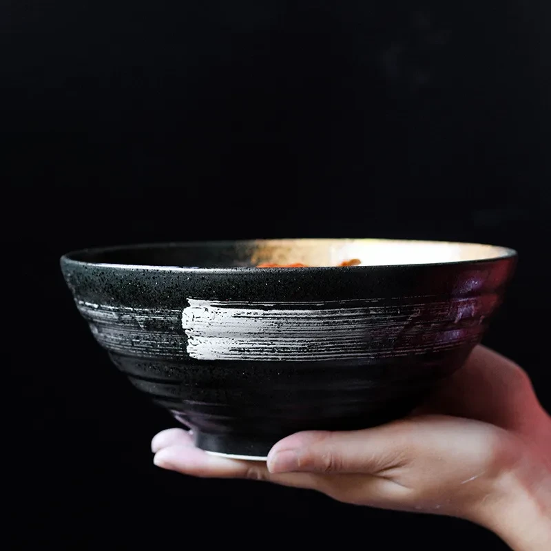 Cuenco de cerámica para sopa, cuenco de vajilla retro, cuenco para sombrero, cuenco para trompeta
