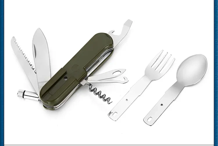 Vajilla de exterior iluminada Sambo Cuchillo de acero inoxidable Tenedor Cuchara Vajilla combinada para camping picnic